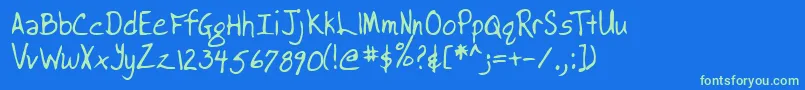 Lehn038 Font – Green Fonts on Blue Background