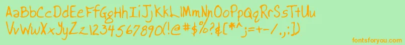Lehn038 Font – Orange Fonts on Green Background