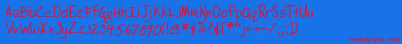 Lehn038 Font – Red Fonts on Blue Background