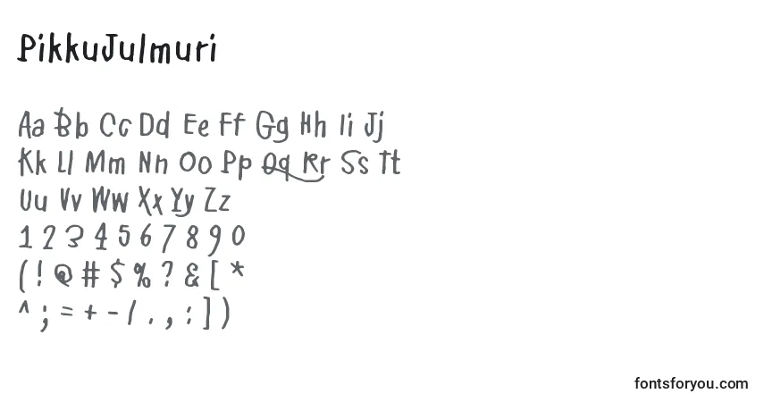 A fonte PikkuJulmuri – alfabeto, números, caracteres especiais