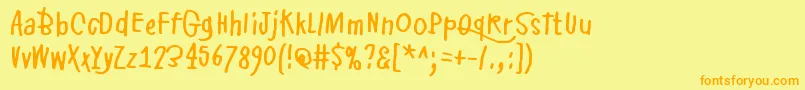 フォントPikkuJulmuri – オレンジの文字が黄色の背景にあります。