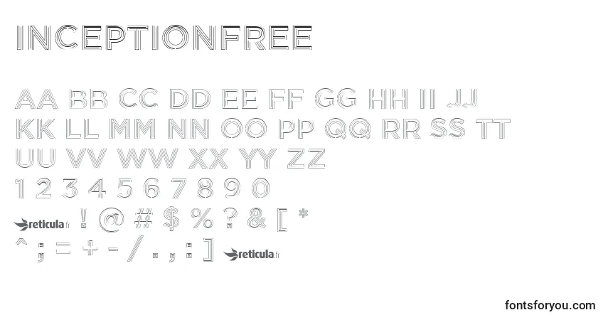 Шрифт InceptionFree – алфавит, цифры, специальные символы