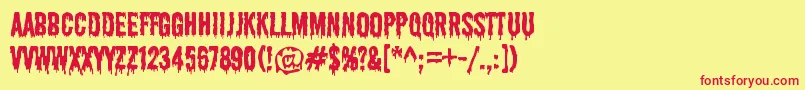 フォントShlopRegular – 赤い文字の黄色い背景