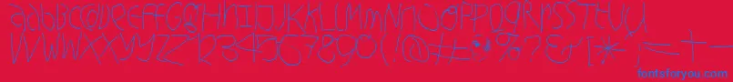 Czcionka Hingehudelt – niebieskie czcionki na czerwonym tle