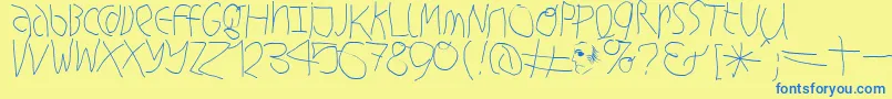 Hingehudelt Font – Blue Fonts on Yellow Background