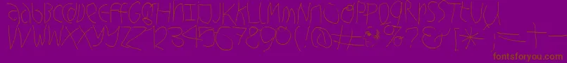 Hingehudelt-Schriftart – Braune Schriften auf violettem Hintergrund