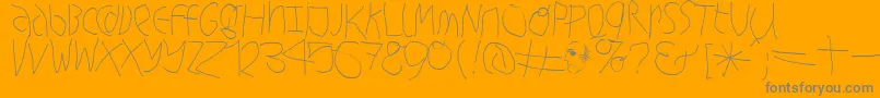 Hingehudelt-Schriftart – Graue Schriften auf orangefarbenem Hintergrund
