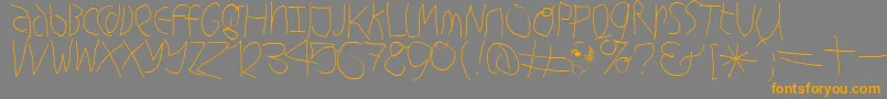 Hingehudelt-Schriftart – Orangefarbene Schriften auf grauem Hintergrund
