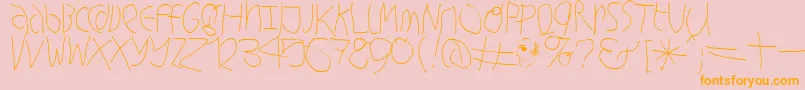 Hingehudelt-Schriftart – Orangefarbene Schriften auf rosa Hintergrund