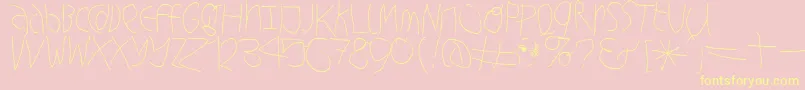 Hingehudelt-fontti – keltaiset fontit vaaleanpunaisella taustalla