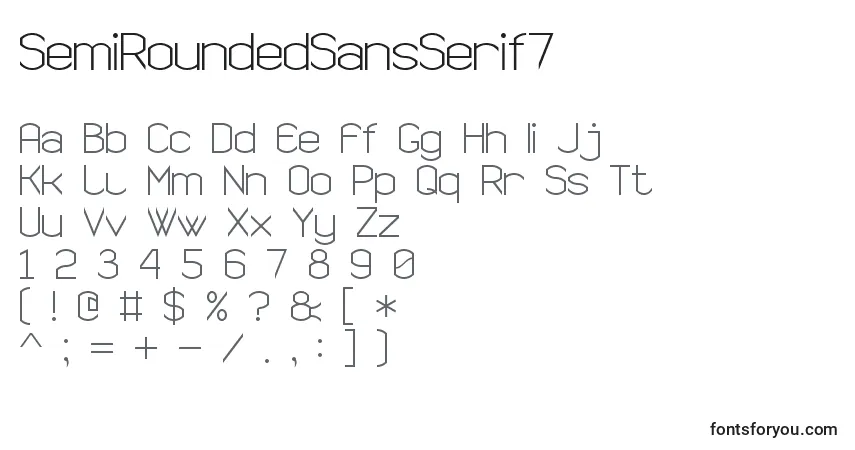 A fonte SemiRoundedSansSerif7 – alfabeto, números, caracteres especiais