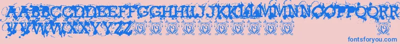 AmericanBravadoTrial-Schriftart – Blaue Schriften auf rosa Hintergrund