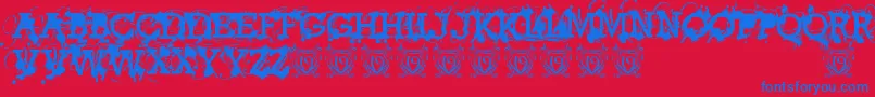 AmericanBravadoTrial Font – Blue Fonts on Red Background