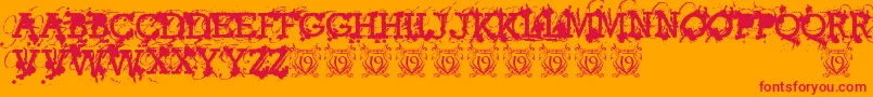 AmericanBravadoTrial-Schriftart – Rote Schriften auf orangefarbenem Hintergrund