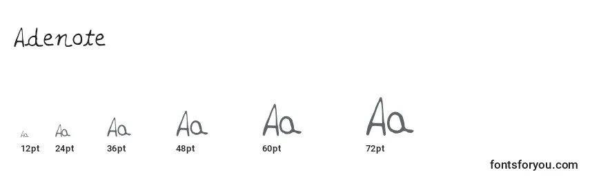 Размеры шрифта Adenote