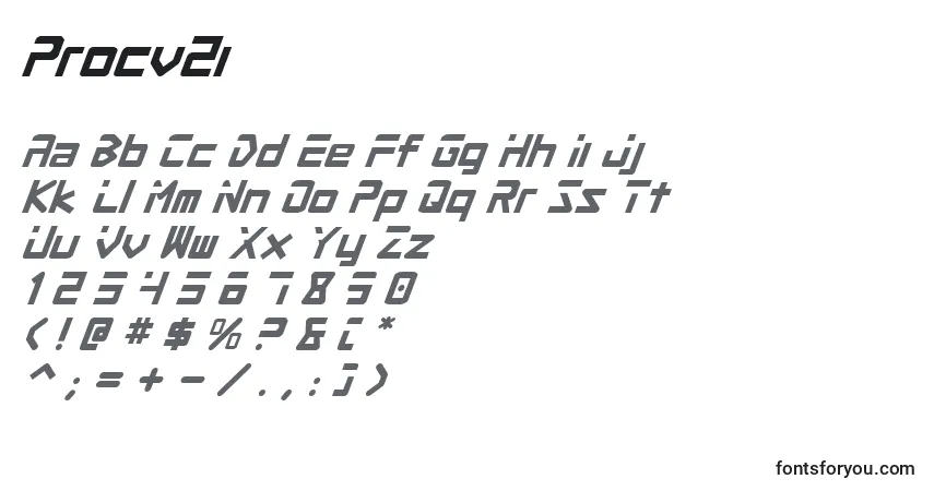 Czcionka Procv2i – alfabet, cyfry, specjalne znaki