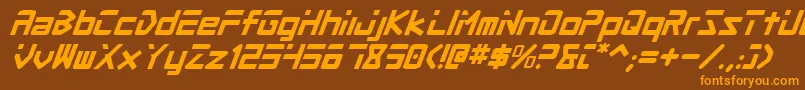 Procv2i-Schriftart – Orangefarbene Schriften auf braunem Hintergrund