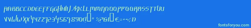 フォントHammerheadThinItalic – 青い背景に緑のフォント