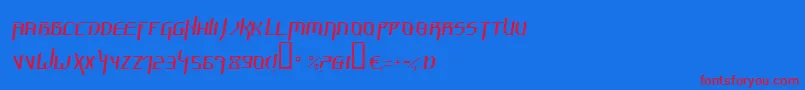 HammerheadThinItalic-fontti – punaiset fontit sinisellä taustalla