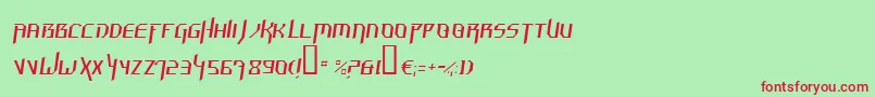 フォントHammerheadThinItalic – 赤い文字の緑の背景