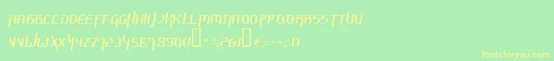 フォントHammerheadThinItalic – 黄色の文字が緑の背景にあります