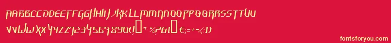 フォントHammerheadThinItalic – 黄色の文字、赤い背景