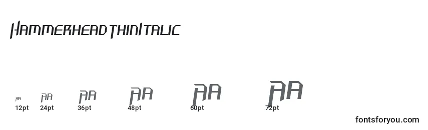HammerheadThinItalic Font Sizes