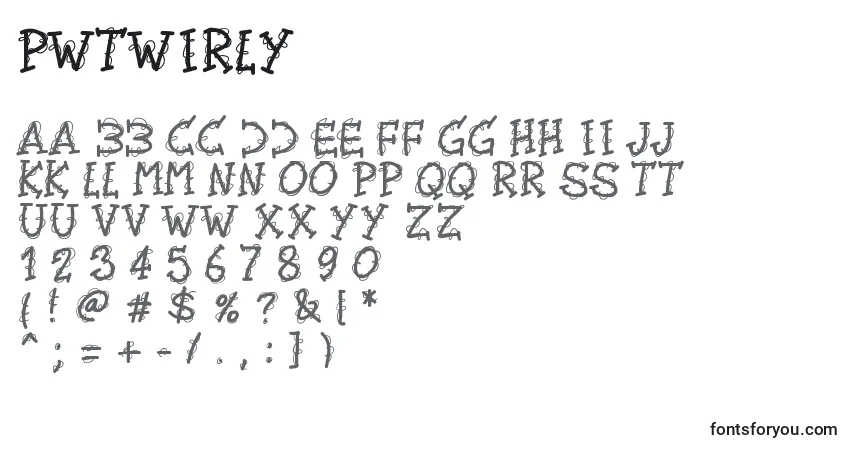 Czcionka Pwtwirly – alfabet, cyfry, specjalne znaki