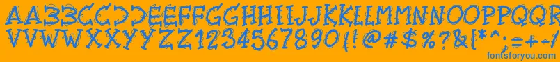 Pwtwirly Font – Blue Fonts on Orange Background