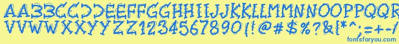 Pwtwirly Font – Blue Fonts on Yellow Background
