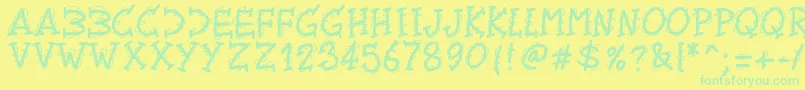Pwtwirly Font – Green Fonts on Yellow Background