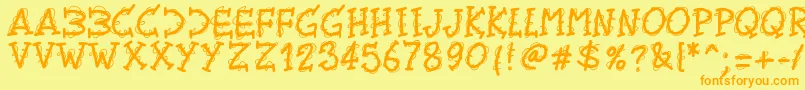 Fonte Pwtwirly – fontes laranjas em um fundo amarelo