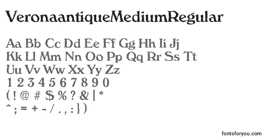 VeronaantiqueMediumRegularフォント–アルファベット、数字、特殊文字