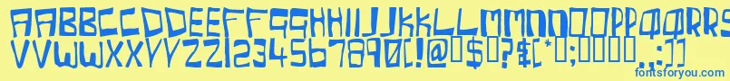 フォントCherc – 青い文字が黄色の背景にあります。