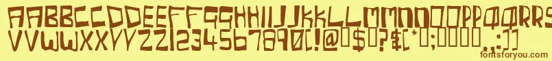フォントCherc – 茶色の文字が黄色の背景にあります。