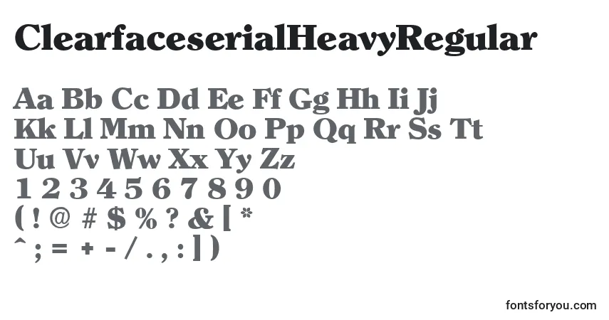 A fonte ClearfaceserialHeavyRegular – alfabeto, números, caracteres especiais