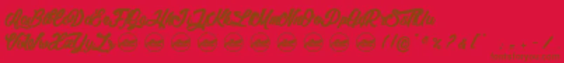 LitchisOnVelvetPersonaluseonly Font – Brown Fonts on Red Background