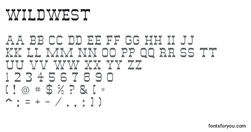 Wildwest-fontti – aakkoset, numerot, erikoismerkit