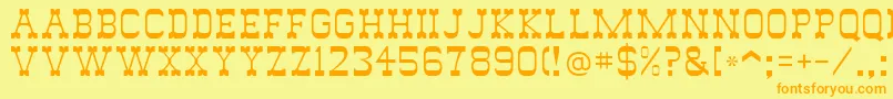フォントWildwest – オレンジの文字が黄色の背景にあります。
