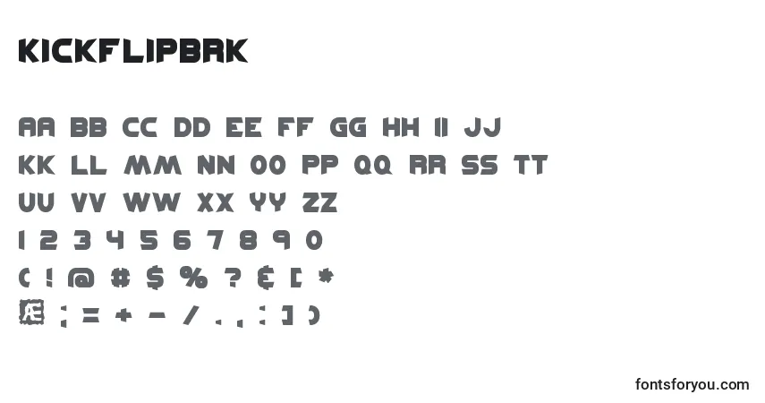 Schriftart KickflipBrk – Alphabet, Zahlen, spezielle Symbole
