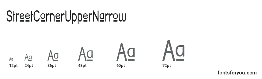 StreetCornerUpperNarrow Font Sizes