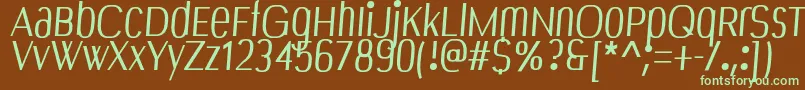 フォントBespoke – 緑色の文字が茶色の背景にあります。