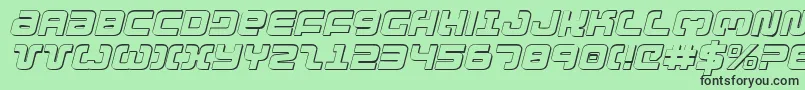 Exedore3Di-Schriftart – Schwarze Schriften auf grünem Hintergrund