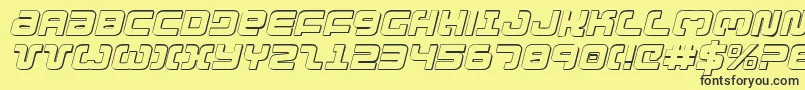 Exedore3Di-Schriftart – Schwarze Schriften auf gelbem Hintergrund