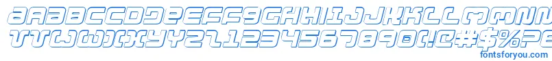 フォントExedore3Di – 白い背景に青い文字