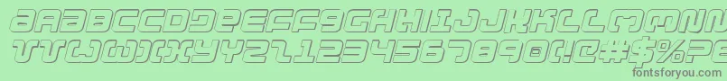 Exedore3Di-fontti – harmaat kirjasimet vihreällä taustalla