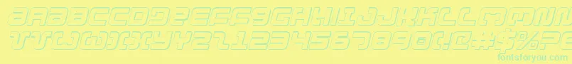 Czcionka Exedore3Di – zielone czcionki na żółtym tle