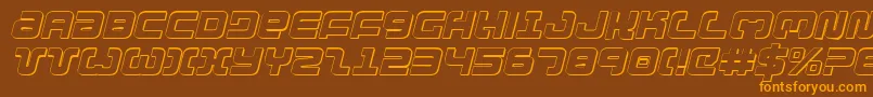 フォントExedore3Di – オレンジ色の文字が茶色の背景にあります。