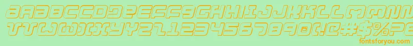 フォントExedore3Di – オレンジの文字が緑の背景にあります。