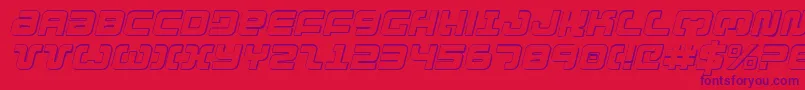 Exedore3Di-Schriftart – Violette Schriften auf rotem Hintergrund